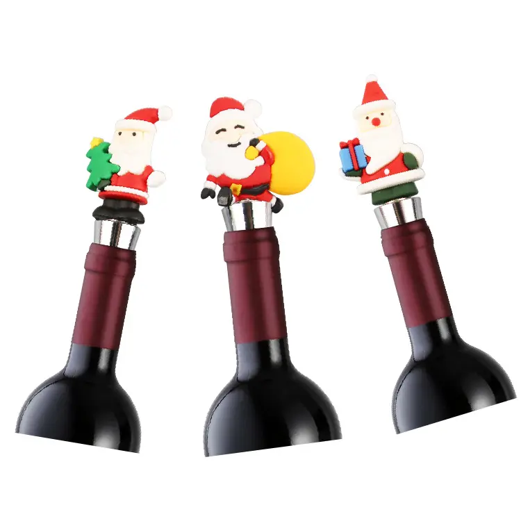 Tappo per bottiglia di vino natalizio tappo per vino con diamante sfuso in pvc con logo personalizzato in metallo