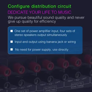 Passive <strong>1</strong>-IN-<strong>4</strong>-OUT Amplifier/Speaker <strong>Splitter</strong> Box Audio Switcher Distributor for Organizing Multiple Speakers in Bags