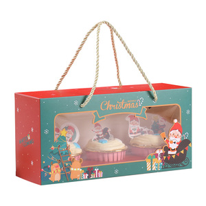 Noel 3 tane ambalaj ipi Cupcake kutusu açık pencere şeffaf çörek kutusu noel elma ambalaj pişirme ambalaj - Product Image 5