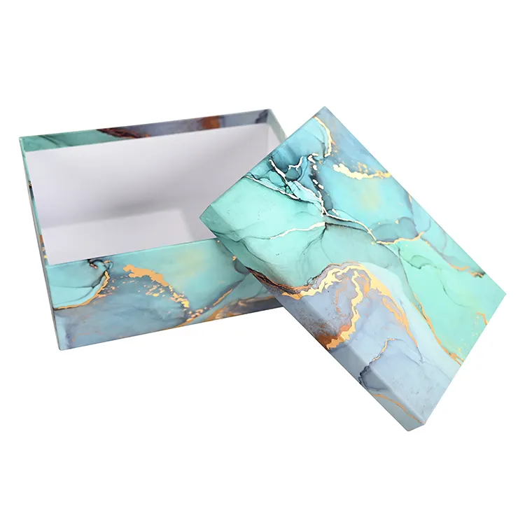 Scatola di copertura in marmo di lusso con inchiostro di soia riciclabile personalizzata scatola di imballaggio con coperchio rettangolare portagioie di carta