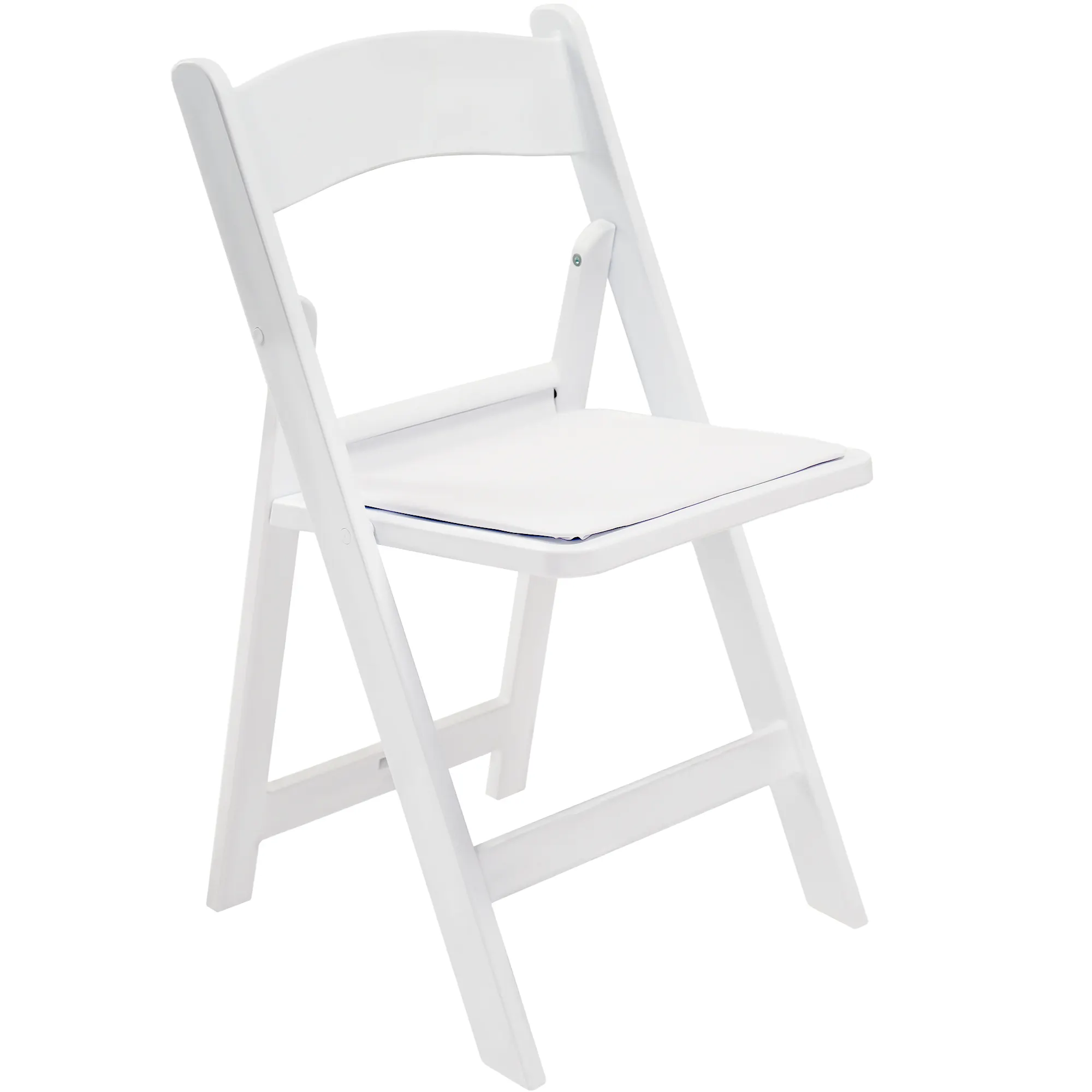 Vingli kursi empuk luar ruangan, kursi makan lipat resin plastik putih untuk pernikahan dan pesta makan