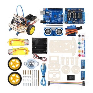 Intelligentes Roboter auto programmier bares Zweirad-Ultraschall-Hindernis vermeidung DIY-Lackierauto-Roboter-Kit, kompatibel mit Arduino