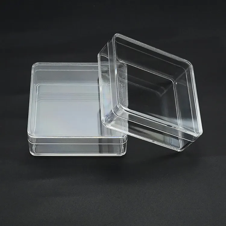Caja de plástico transparente rectangular de tamaño personalizado Caja de acrílico transparente con tapa