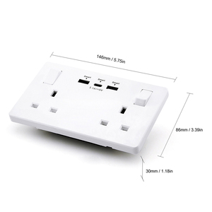 Leishen de gama alta tipo C Multi enchufe Reino Unido toma de corriente estándar 2AC salidas con función de carga USB SEMKO CE ROHS REACH aprobado - Product Image 3