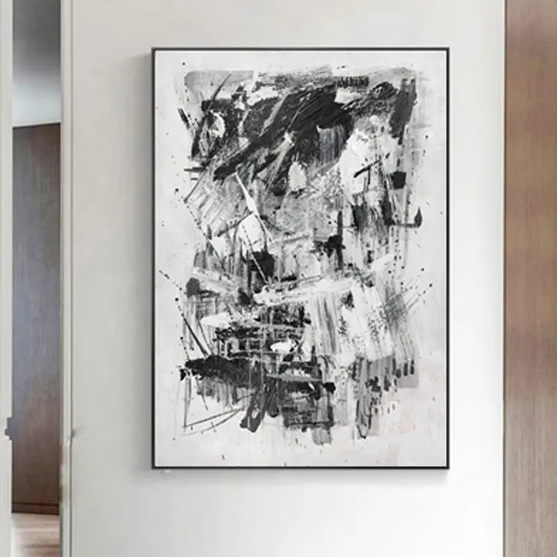 Leinwand handgemachte Ölgemälde abstrakte Stile Kunst für Büroraum Wand dekoration Hochwertige Schwarz-Weiß-Bilder