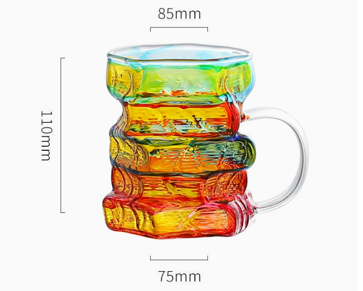 Tazza alta a forma di libro in vetro borosilicato con design sfumato