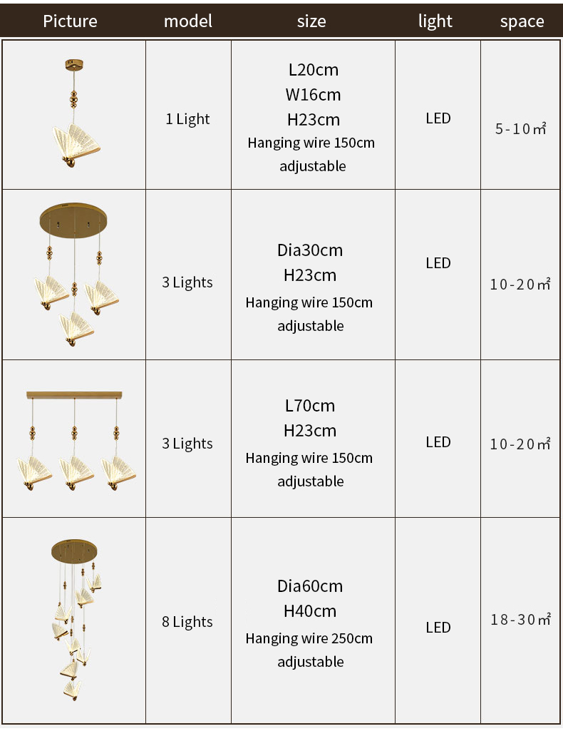 2021 New design morden Luxury restaurant Spiral staircase Duplex floor Butterfly LED pendant light
