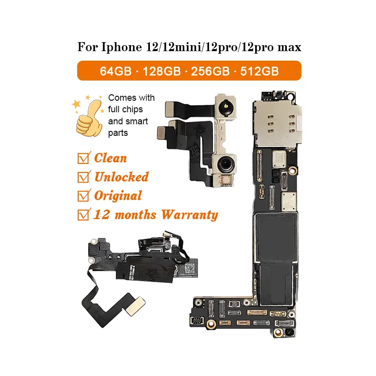 Clean Unlocked A15 Motherboard Logic Board With Chips & Small Parts For iPhone 12/12 Mini/12 Pro Max