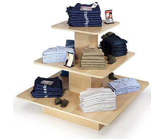 Mesa de exhibición de 3 niveles para tienda de ropa, Unidad de exhibición de madera para tiendas, venta al por menor, varios niveles - Product Image 4