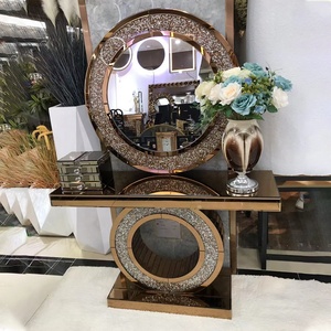Sıcak oturma odası mobilya dikdörtgen kahverengi ayna cam uzun aynalı konsol masası koridor masaları seti - Product Image 4