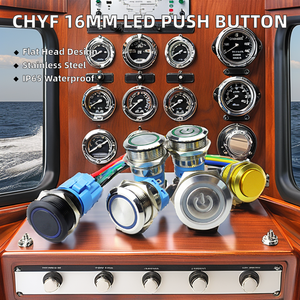 12mm 16mm 19mm 22mm anello a pulsante circolare piatto LED 12V luce 1 no1nc in metallo pulsante pulsante pulsante di alimentazione per autobloccante - Product Image 2