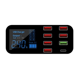 40W 8-Port-Schnellladung PD USB C-Netzteil 3.0 LED-Anzeige mit mehreren USB-Desktop-Ladegeräten 5A 2A Ausgangs strom batterie Verwendung - Product Image 1