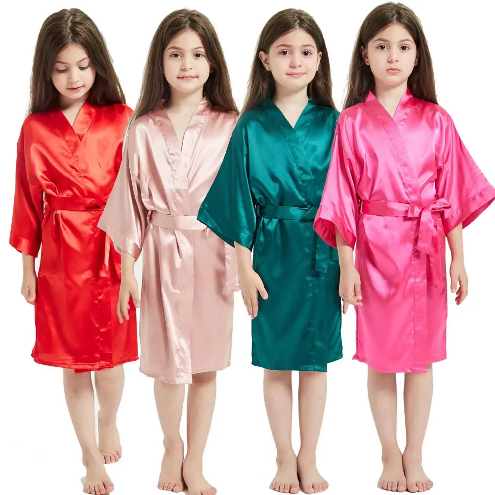 Estate Degli Indumenti Da Notte Per Bambini Kimono Telo da bagno Spa Matrimonio Festa di Compleanno Della Ragazza del Ragazzo Accappatoio di Raso di Seta Bambini Robes