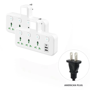 แถบไฟขยายติดผนังช่อง3AC อเนกประสงค์ USB-A USB-C 5V2.1A ชาร์จพอร์ตเสียบ10A เบ้าแปลงปลั๊กไฟ - Product Image 6