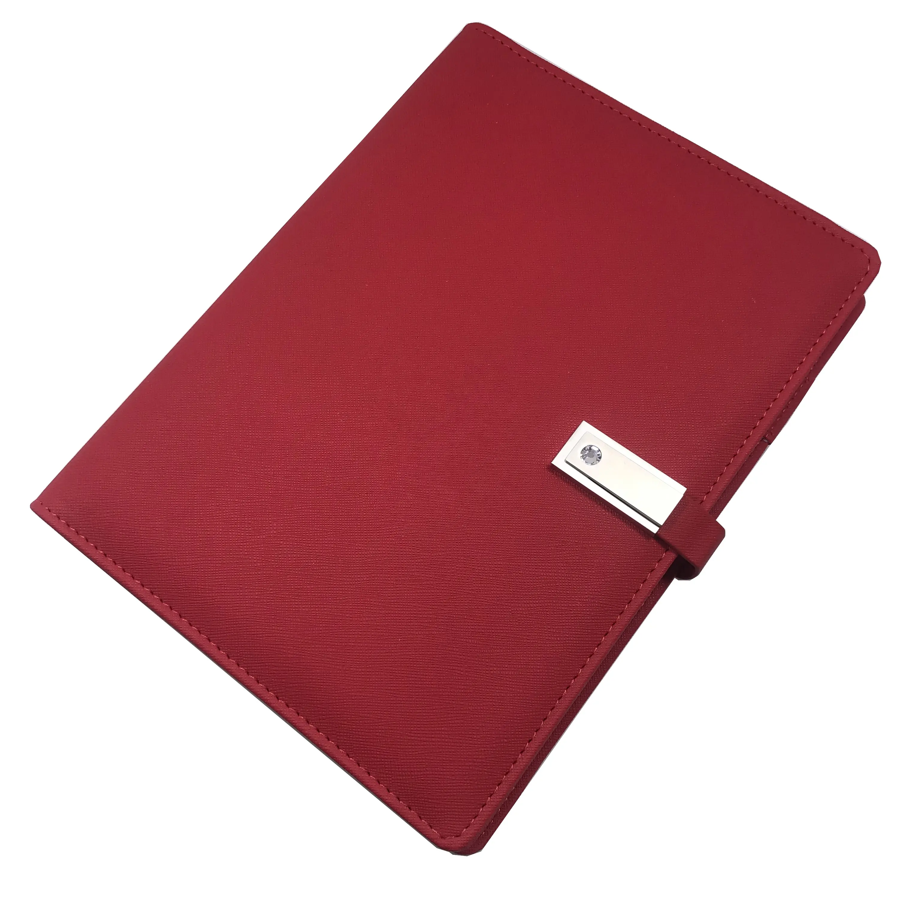 Red Power Bank Diary Custom Logo Office Notebook With 16 GB Usb Flash Drive Company Promotion Gift