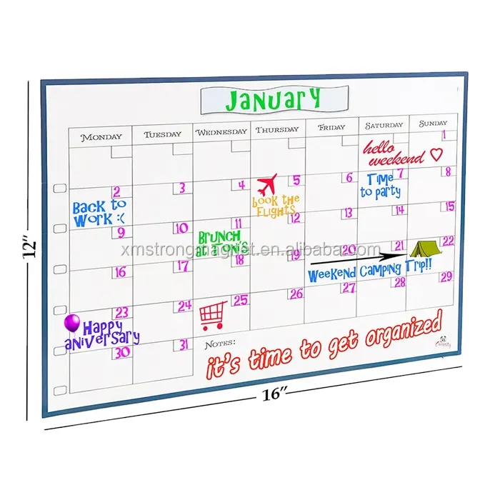 Jadwal Magnet Kulkas Penghapus Kering Kalender Perencana Magnetik, Ukuran A4 Magnetik Lembaran Papan Putih