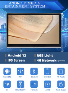 14英寸发光二极管灯4k通用1080P 4g随机存取存储器64g只读存储器汽车头枕监视器视频显示器USB输入安卓12触摸屏 - Product Image 5