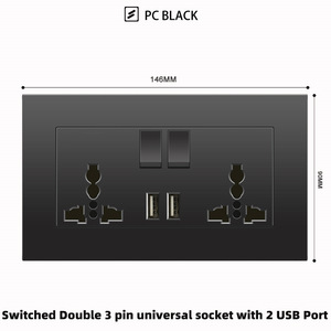 13A墙壁插座146毫米通用插头和插座18w快速充电usb-c 86毫米英国电气开关插头，带USB Type-C - Product Image 3