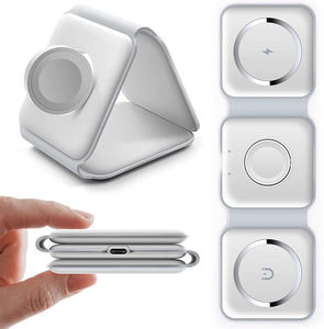 PUレザー折りたたみ式15W急速充電器時計イヤホン携帯電話多機能充電器磁気3in1ワイヤレス充電器パッド