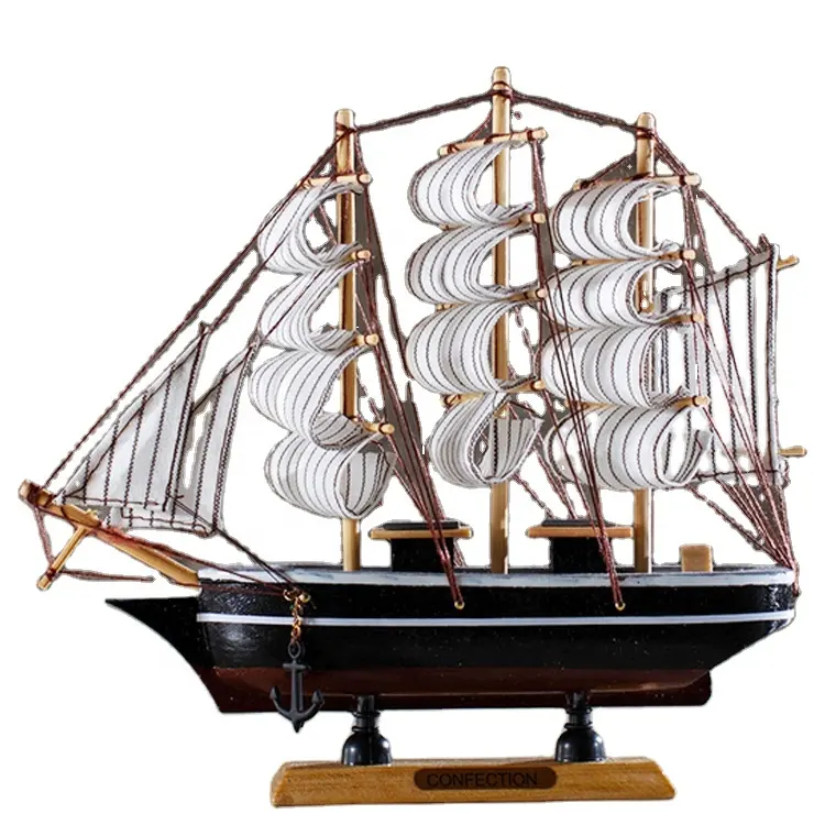 Venda quente personalizada atacado barco de vela modelo pequeno decorativo artesanato marinheiro de madeira modelo