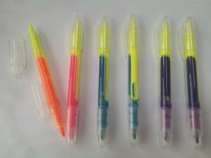 Reliabo新品定制印花无毒双色双面钢笔荧光笔 - Product Image 3