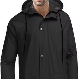 جاكيت رجالي XXL خفيف من البوليستر مقاوم للمطر مقاوم للماء طويل معطف واق من المطر رياضي بغطاء رأس متين مقاوم للرياح للبالغين مخصص للسفر - Product Image 2
