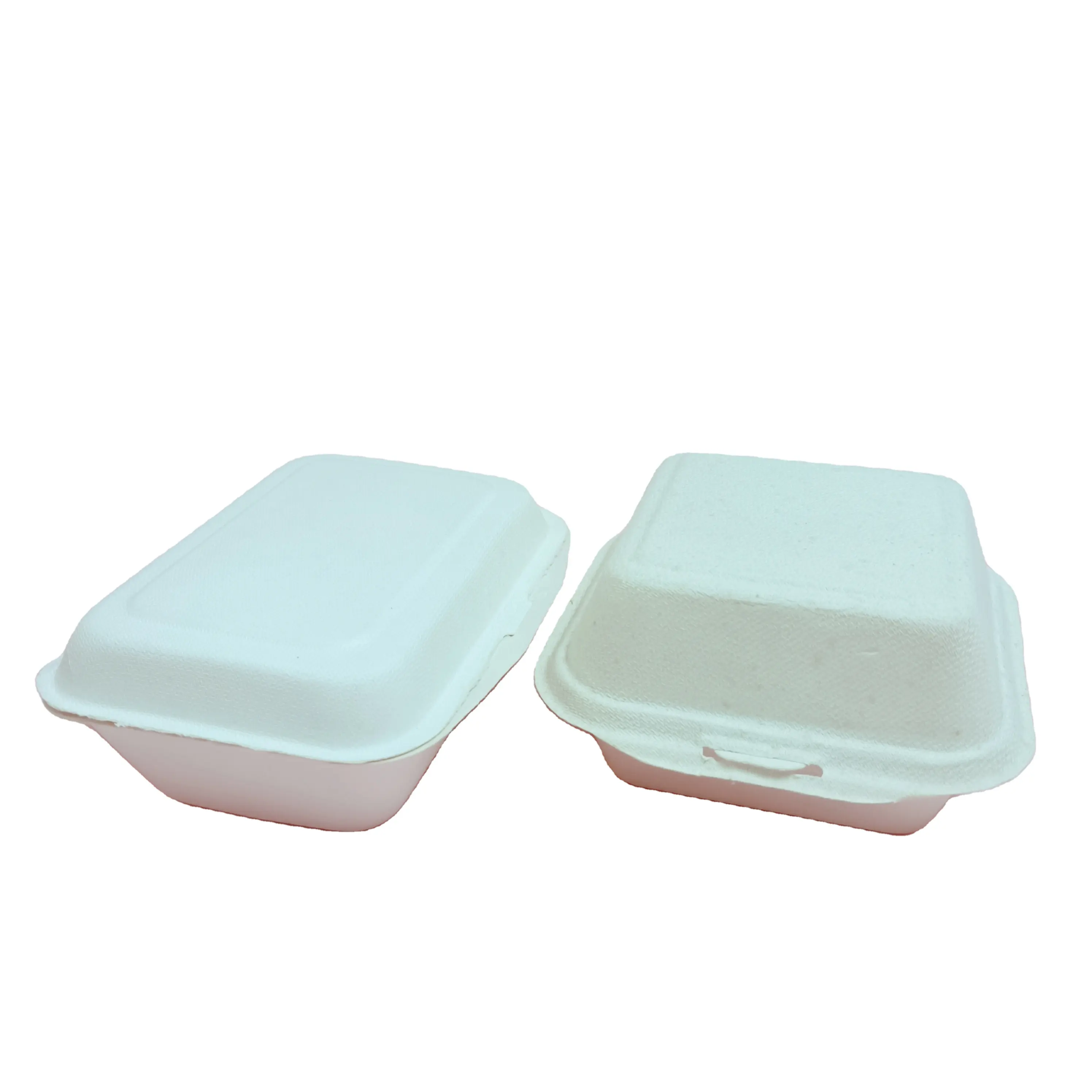SP690 Sekali Pakai Empat Persegi Panjang Persegi 1 Kompartemen Biodegradable Kotak Makan Siang Tebu Makanan Tray
