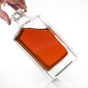 热卖矩形设计透明瓶720毫升威士忌伏特加透明玻璃瓶带盖 - Product Image 5