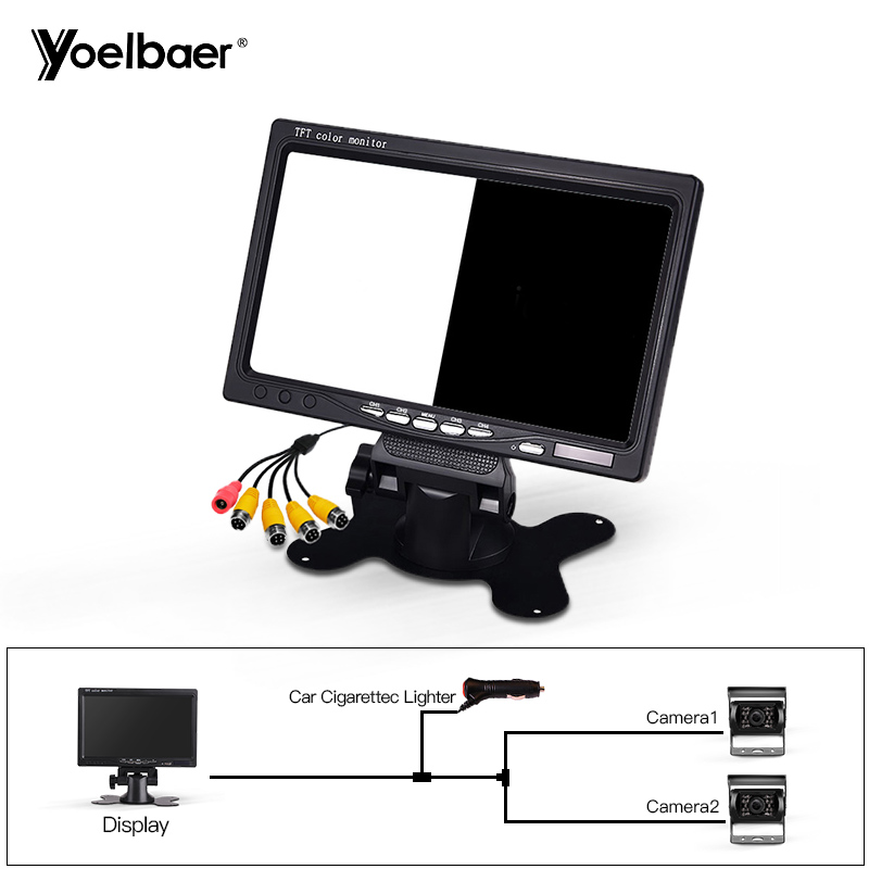 7 inch Dual Monitor with 2PCS Camera +1PC 5M +1PC 15M Cable
