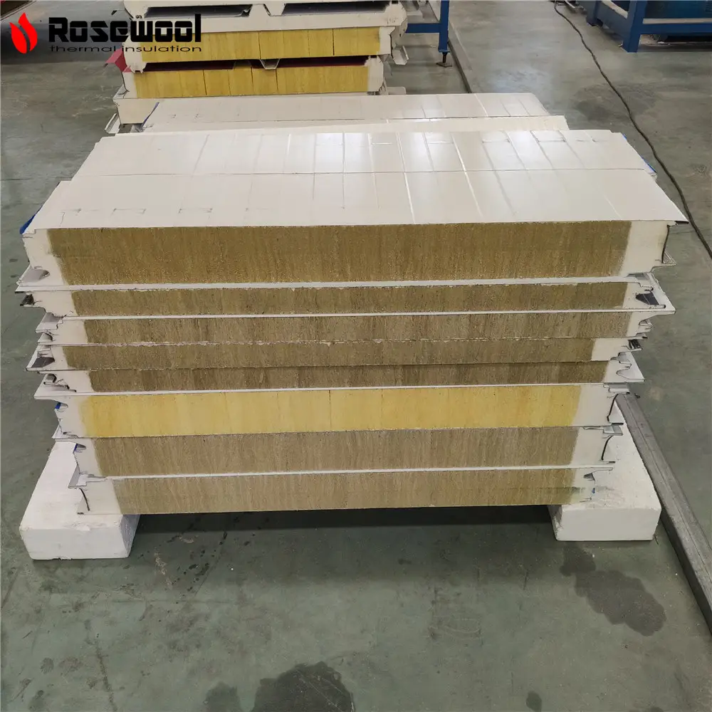 High Quality Thermal Insulation And Fireproof Color Steel Plate, Steel Sandwich Rock Wool Board