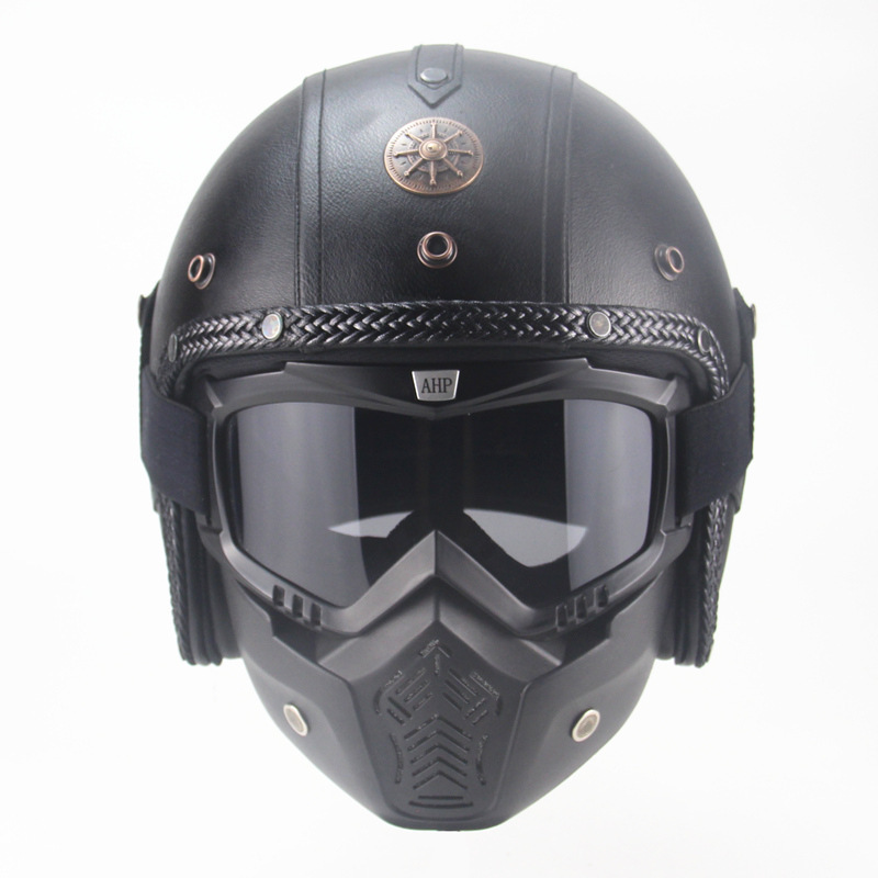 2058 cuir noir classique tissé avec masque