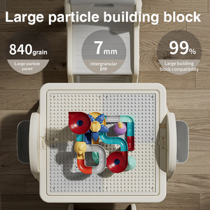 6 in 1 çocuk aktivite masa sandalye seti bebek çalışma masaları katlanır raflardan çizim kurulu yürümeye başlayan yapı taşları masa - Product Image 4