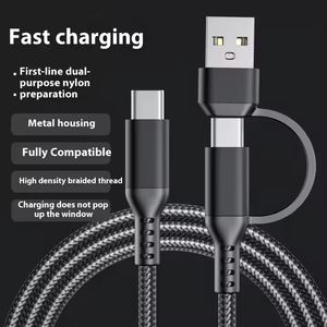 New 3A Super Fast Charging Braided <strong>2</strong> <strong>in</strong> <strong>1</strong> 60W Data Cable for Android Type-C for Mobile Phone Available <strong>in</strong> 2m 3m Length - Product Image 2