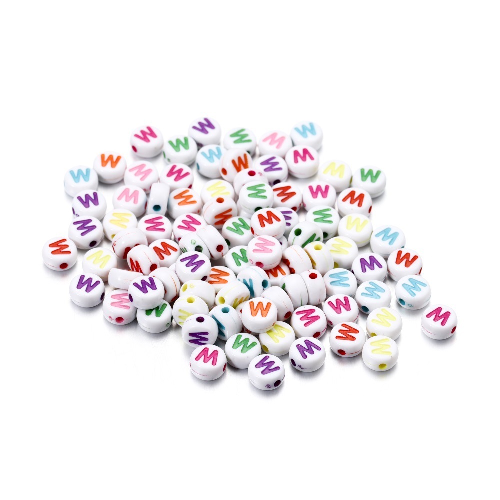Fond blanc avec lettres rondes colorées W