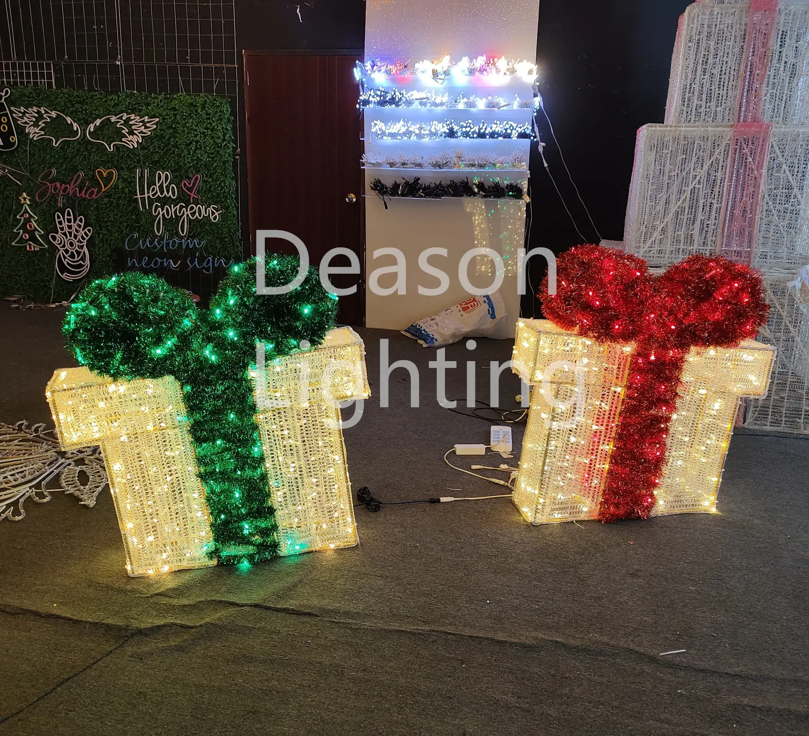 outdoor christmas commerical decoration gift box led motif light