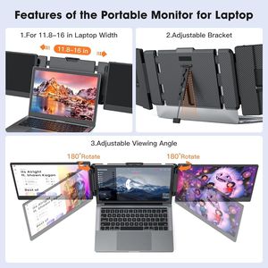 Extensor portátil para computadora portátil Triple 14 \ "FHD 1080P IPS Pantallas Diferentes sistemas Tipo C Triple Monitor System S2 Pantalla Altavoz - Product Image 2