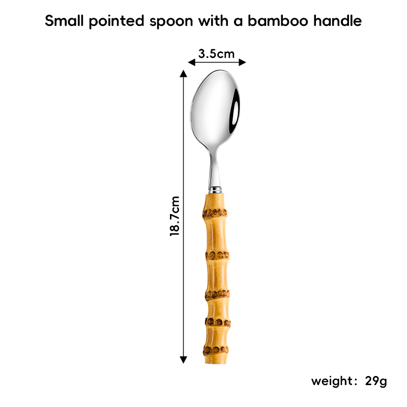 304 Natural Bamboo Handle small pointed spoon