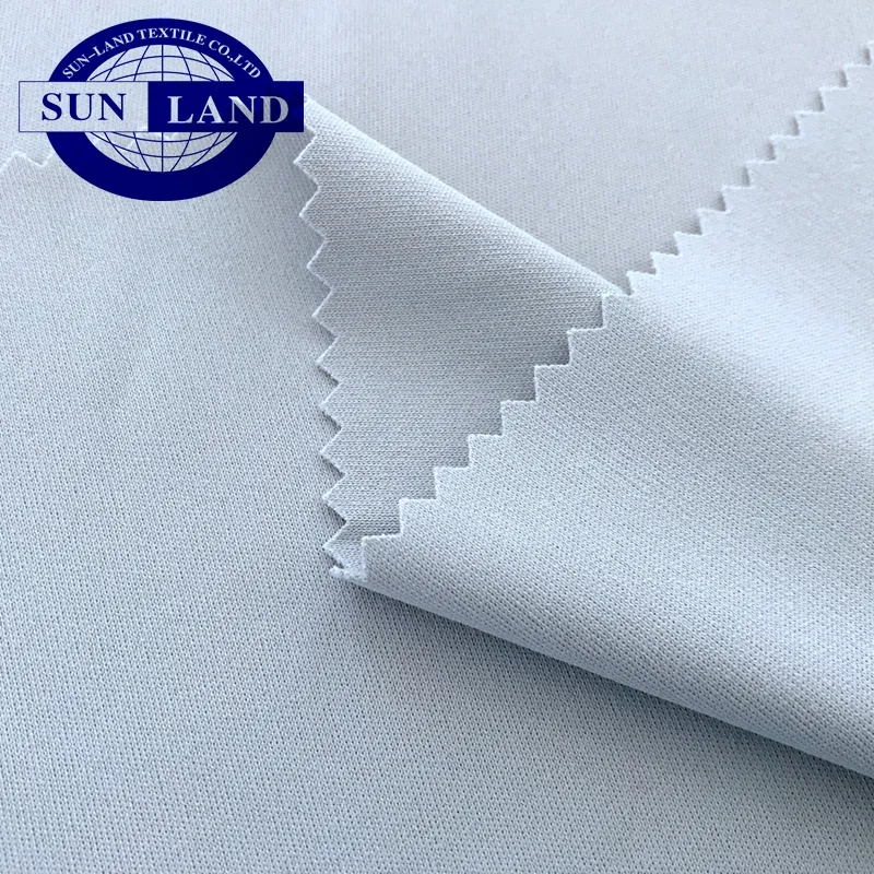Bianco candeggina tinti Unifi Repreve eco friendly t panno di camicia di 100% di riciclo di poliestere di trama a maglia interlock tessuto jersey