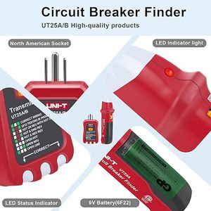 UNI-T UT25A AC Circuit Breaker Finder and <strong>Tracer</strong> Tool Kit With Electrical Integrated GFCI Outlet <strong>Tester</strong> AC 90-120V USA Plug - Product Image 4