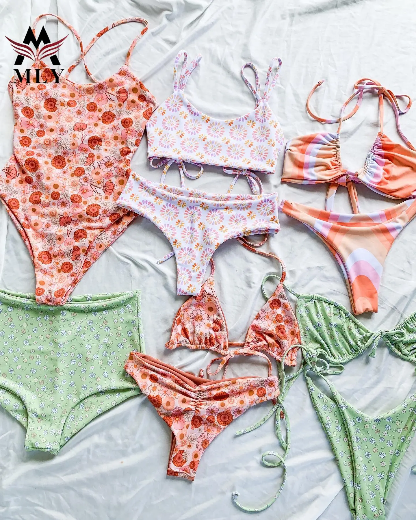 MLY Custom-bikini con estampado floral para mujer, traje de baño para surfear, bikini sexy para fitness