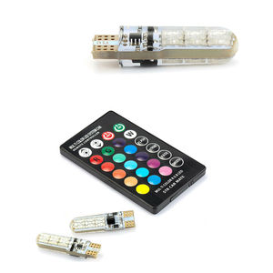 2XウェッジライトT10W5W RGBLED電球DC12V 50506SMDストロボフラッシュ車内装飾ライト自動リモコン照明用 - Product Image 6