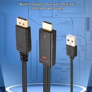 4K 60hz HDMI至显示端口适配器/转换器HDMI公 + USB2.0至DP公输出加密狗，带音频电缆1.8M