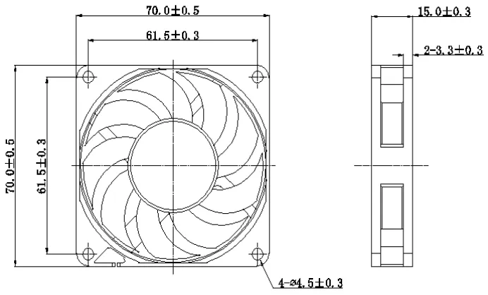 YCCFAN-ventilador sin escobillas de CC, 70x70x15mm, 70mm, 12v, 5000RPM