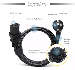 สายไฟ IEC 2ม. แบบสัมผัสป้องกันชนิด F (CEE 7/4) ทำมุม90องศากับเต้ารับแบบ C13 - Product Image 2