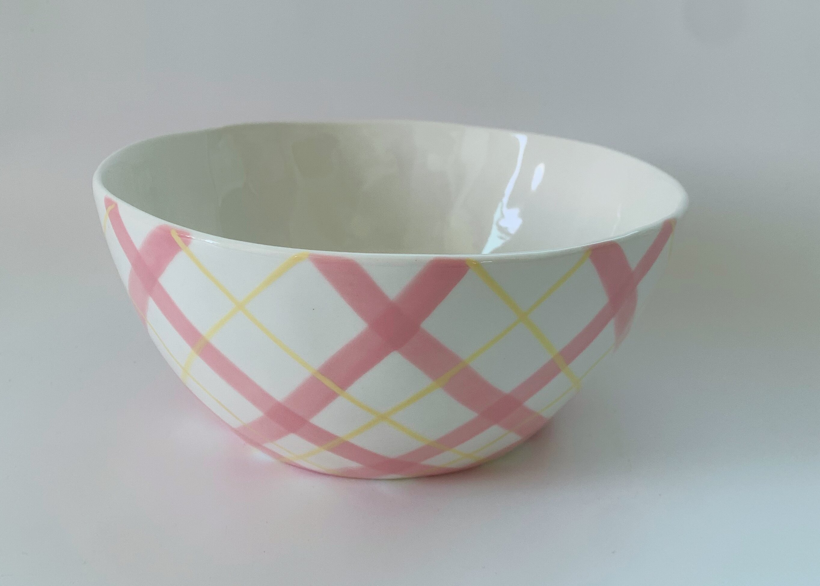 8-inch Bowl Pink Lines