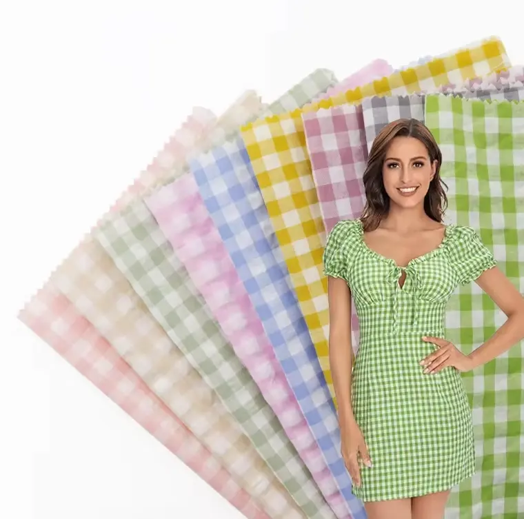 Vente chaude de haute qualité tissu respirant teint en fil TC tissu vichy pour femmes enfants robe
