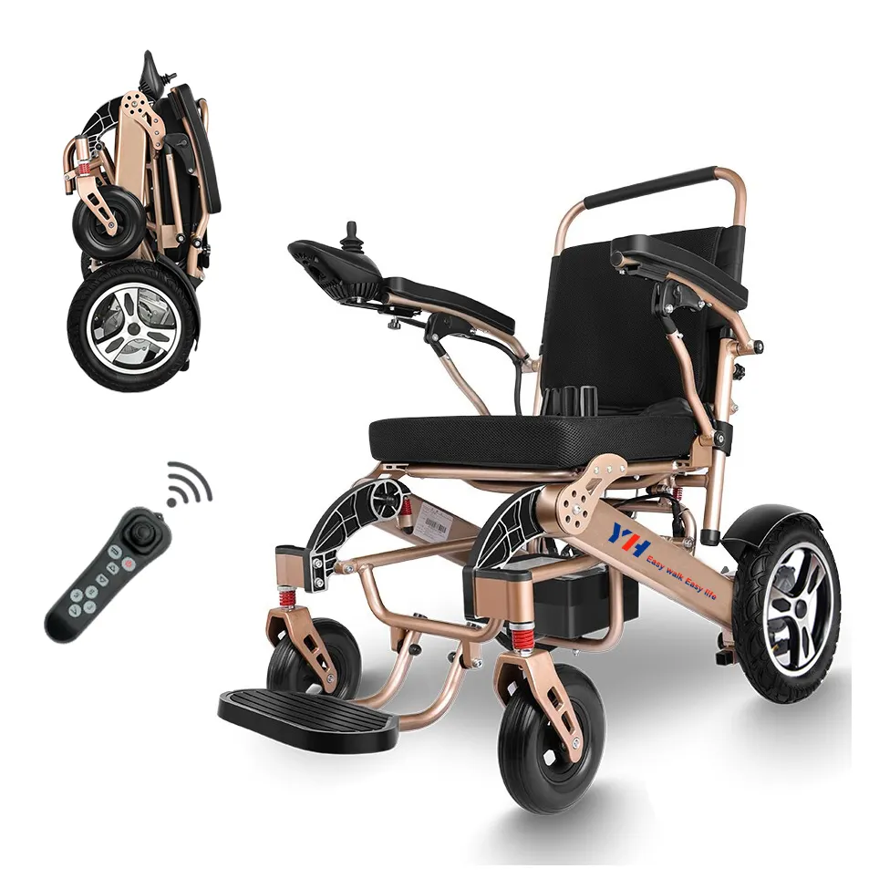 Fauteuil roulant électrique médical pliable en alliage d'aluminium, qualité OEM, prix abordable
