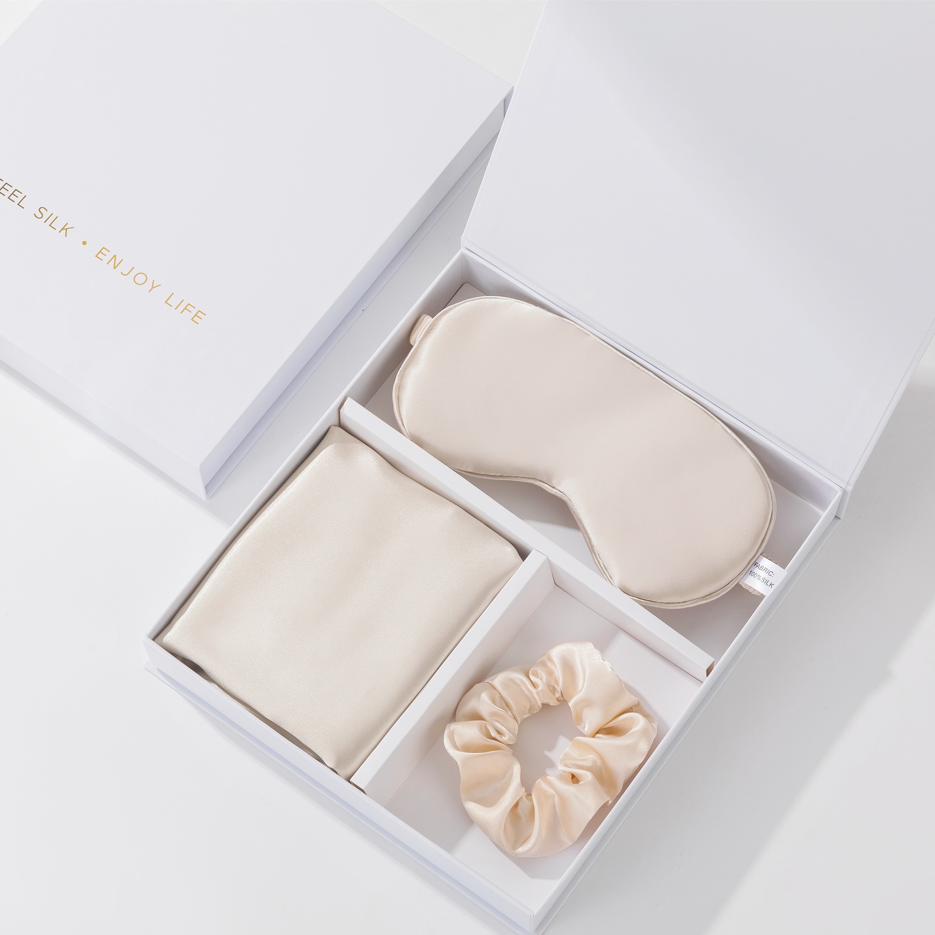 Ensemble masque pour les yeux en soie rose