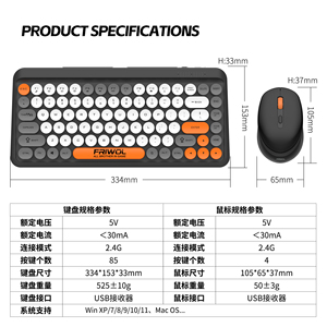 Moda 2,4G inalámbrico Multicolor teclado ratón conjunto interfaz USB inalámbrico lindo colorido silencioso Oficina teclado ratón - Product Image 5