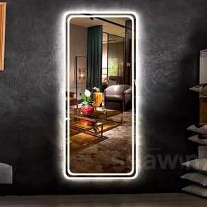Espejos de forma rectangular modernos Montados en la pared Pasarela larga grande con luz LED - Product Image 3